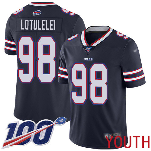 Youth Buffalo Bills #98 Star Lotulelei Limited Navy Blue Inverted Legend 100th Season NFL Jersey
